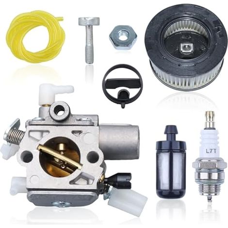 Hainine Carburateur Filtre à Air pour Stihl MS231 MS251 Tronçonneuse avec Filtre à Essence Vis de Plaque de Guidage Tuyau D'essence Bougie D'allumage Vis de Culasse C1Q-S233 1143 120 0617 (1/5)
