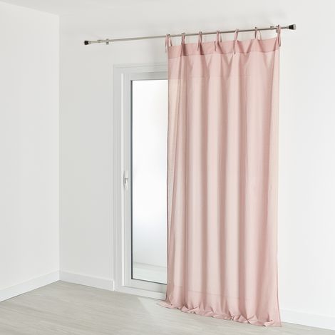 Voilage à nouettes en coton uni Rose 140x240 cm