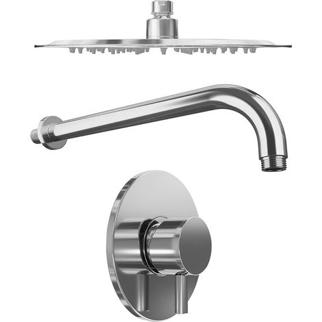 Set doccia cromato Miscelatore incasso Katharine con braccio e soffione slim 20 cm (1/4)