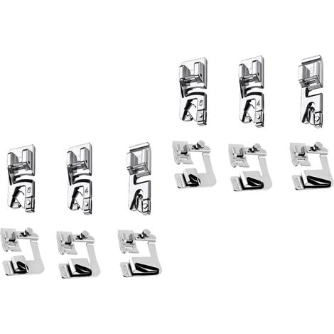 12pièces Biche pour Machine à Coudre Lot de Jeux Ourlet Roulé Pied à Sertir Compatible Plupart des Machines (1/5)