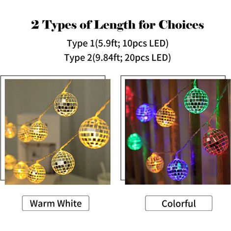 Garland bright decorative to 20 LED, 3 m, ball suspended, powered by batteries, ideal for the indoor, the outdoor, the garden or the patio. (1/5)