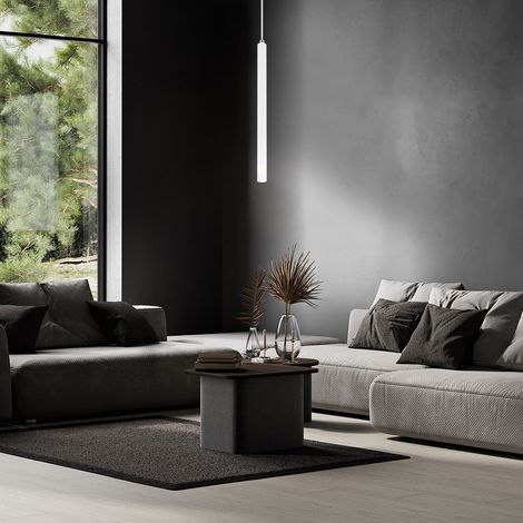 Hängelampe Pendellampe Esstischleuchte weiß Wohnzimmerlampe satiniert H 120 cm