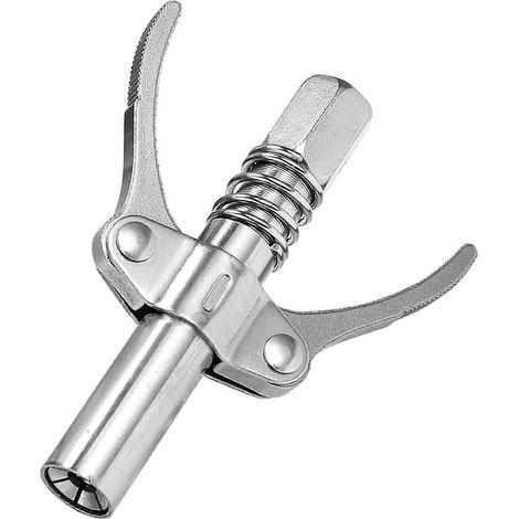 Raccord pour pistolet à graisse, pince de verrouillage pour pistolet à graisse, presse-graisse, pistolet à graisse compatible avec tous types de pistolets, 9 x 1,4 cm, argent, acier inoxydable (1/5)