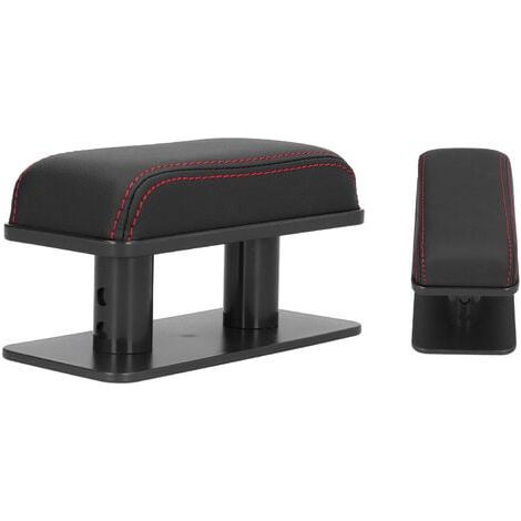 Cojín de apoyo para el codo del reposabrazos izquierdo ajustable para coche, cojín elevador de cuero antideslizante y antifatiga, modificación interior del coche (borde negro y rojo) (1/5)