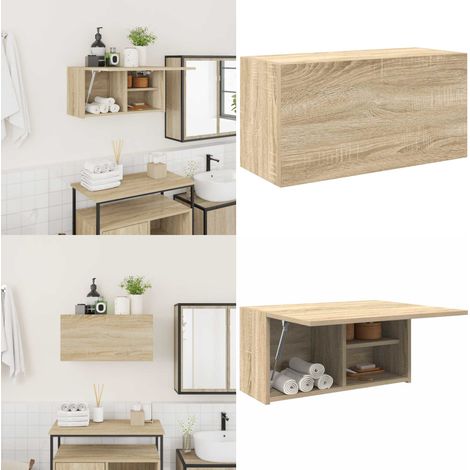 Bad-Wandschrank Sonoma-Eiche 60x25x30 cm Holzwerkstoff - Holzschrank - Wandregal (1/5)