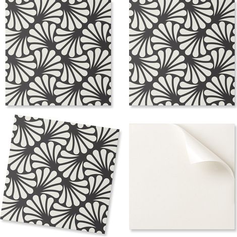 Azulejos decorativos autoadhesivos de vinilo con estampado de hojas elegantes, 4x50x50 cm.