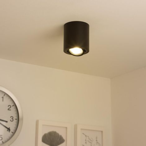 Runder Aufbaustrahler schwenkbar Deckenbeleuchtung - Farbe: schwarz - LED Leuchtmittel: GU10 5W Warmweiß 230V 40° (1/5)