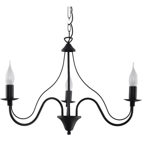 Suspension chandelier noire 3xE14 10W PALADA Pure Lume (1/5)
