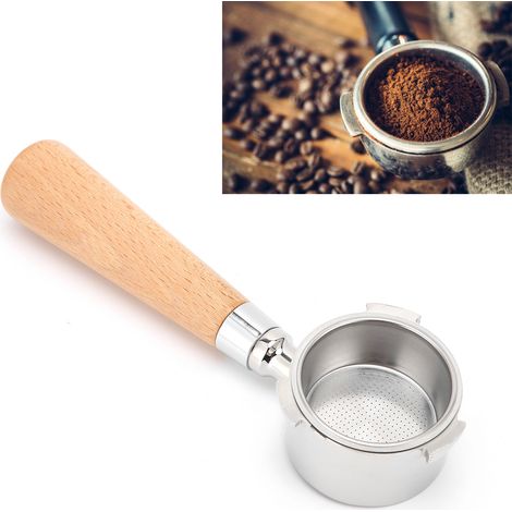 Griff für bodenlose Kaffeemaschine 51 mm/54 mm, Filterhalter aus Edelstahl, bodenloser Kaffeefilter, Zubehör für Espressomaschinen, Buchenholz 54 mm. (1/5)