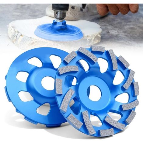 Lot de 2 meules diamantées de 125 mm - Double rangée - Convient pour meuleuse d'angle avec alésage de 22,23 mm - Disque de fraisage diamant pour pierre, granit, pierre naturelle, béton, maçonnerie (1/5)