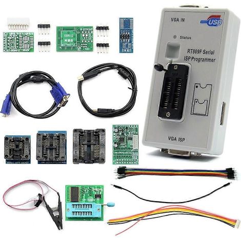 RT809F ISP-Programmiergerät, LCD-USB-Reparaturwerkzeug mit 1,8-V-Adapter, SOP8-Testklemme