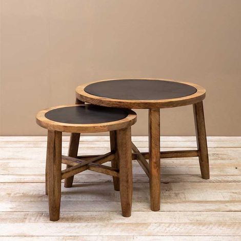 Ensemble de 2 tables d'appoint métal 54x41cm (1/3)