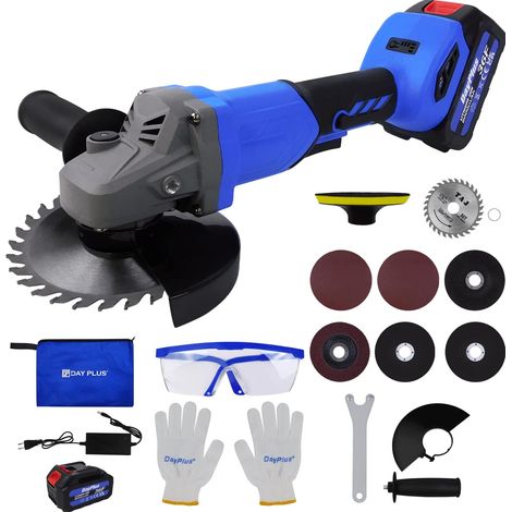 Meuleuse d'angle électrique portable sans balais avec batterie, vitesse variable à 2 vitesses, verrouillage de la broche, adaptée au rainurage des panneaux muraux et à la taille de la pierre