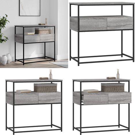 Table console sonoma gris 75x40x75 cm bois d'ingénierie - Table Basse - Table D'appoint - Meuble D'entrée - Table Console - Mobilier Industriel - Home & Living