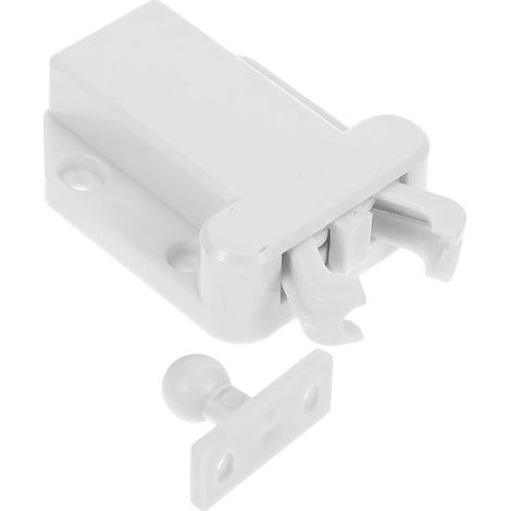 Juego de 4 pestillos de resorte para puertas de armarios, mecanismo de resorte oculto de color blanco, pestillo esférico. (1/5)
