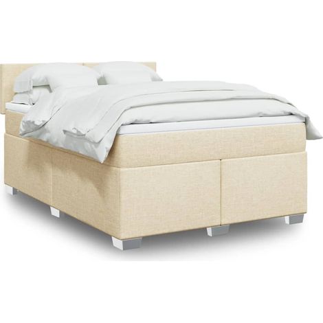 Boxspringbett mit Matratze Creme 140x200 cm Stoff
