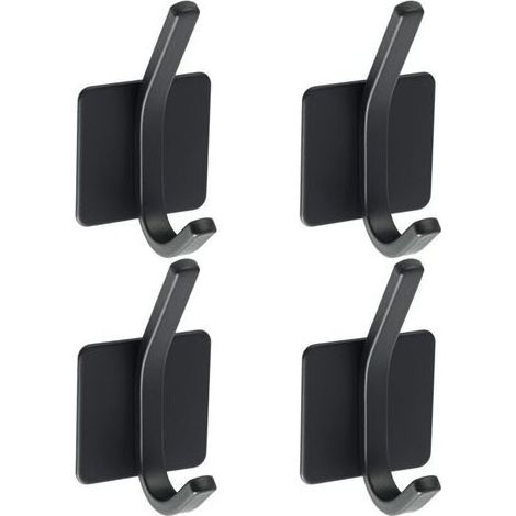 4 Pcs Crochet Adhésif Patère Murale Adhésive en Acier Inoxydable SUS 304 Porte Manteau Mural Noir Porte Serviette pour Salle de Bain ou Cuisine (1/5)