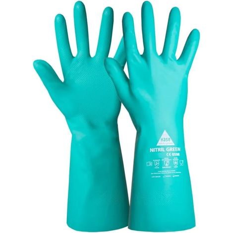 12 Paar Chemikalienschutzhandschuhe Nitril green, Gr. 9