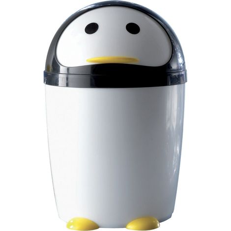 Pattumiera Bagno Pinguino Da 7,5 Litri Bianco/Nero In Resina