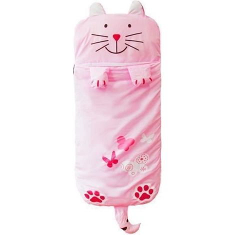 Sac de couchage pour enfants avec oreiller 140 x 60 cm motif animal mignon, Lapin rose F0B6E4 (1/4)