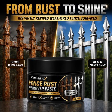 KineShineX Rostentferner für Zäune, schmiedeeiserne Geländer, Rostentferner und Polierpaste, Rostentferner und Rostschutzmittel für Metallgeländer. (1/5)
