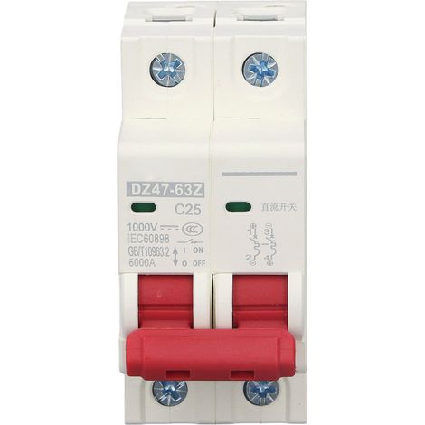 2-poliger DC 1000V 25A Leitungsschutzschalter, DIN-Schienen-Schutzschalter, 6000A Schaltvermögen (1/5)
