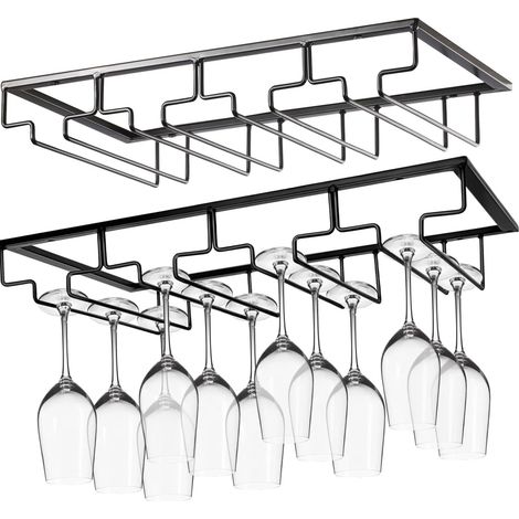 2 Pièces Porte-Verres à Pied Suspendu, 4 Rangs Support pour Verre à Vin en Métal Suspendu Support de Verre à Vin pour la Maison, la Cuisine, Le Bar, Le Restaurant (1/5)