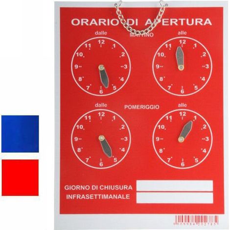 Cartel Horario 4 Relojes Tempopol Azul Cm 16X21
