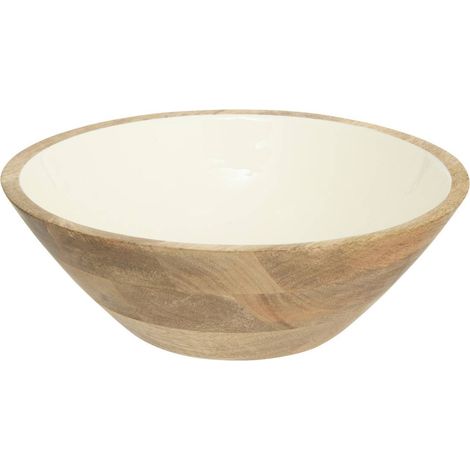 Insalatiera inaya d30cm bianco caldo e legno di mango - Atmosphera créateur d'intérieur