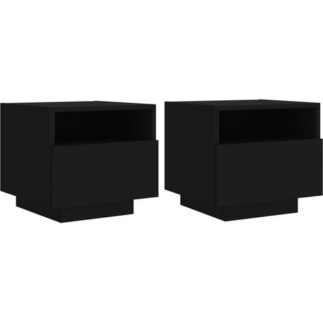 Set di 2 comodini con cassetti e luci LED RGB 40 x 39 x 37 cm multistrato nero DEC032834