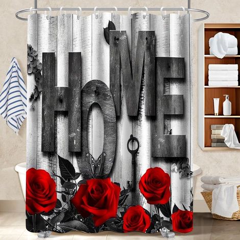 Rideau de douche tissu polyester 180x180 avec anneaux bâche polyester douche pour accueillir l’été dans sa maison (1/5)