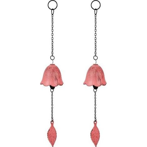 2 Paquet de Carillons Éoliens Japonais en Forme de Feuille Petit Pendentif Clochette à Vent pour L'Extérieur Carillon Éolien en Fonte Ornement pour Jardin Cour Ou Maison (Cerise) (1/5)