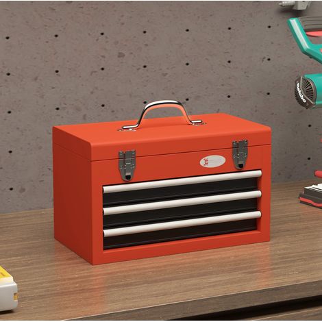 Caja de herramientas de acero vacía, 3 cajones y compartimento superior, 45x24x27 cm, roja HAVRYA (1/5)