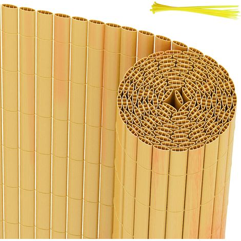 Wolketon PVC Sichtschutzmatte Balkon & Zaun – Wetterfester Sichtschutzzaun für Zaun, Windschutz, Zuschneidbar Bambus 90x1000cm