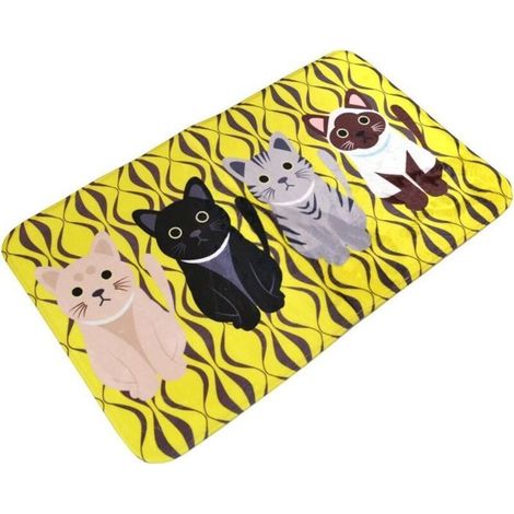 Tapis - 50x80 cm - Jaune - Antidérapant - Lavable