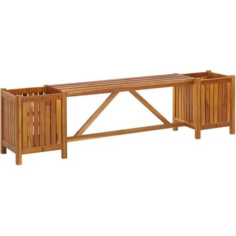 Banc de jardin avec jardinières acacia massif foncé Sikash (1/4)