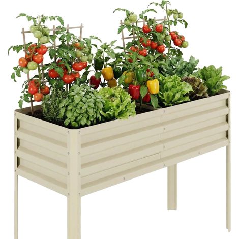 Fioriera rialzata, struttura in acciaio zincato, altezza 81 cm, profondità di piantagione 23 cm, sistema di irrigazione automatizzato, montaggio modulare. (1/5)