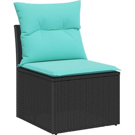 Sofa Set 4 pcs Schwarz Poly-Rattan vidaXL