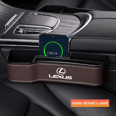 (Marron à gauche) Boîtes de rangement en cuir haute capacité pour l'espace entre les sièges avant des voitures Lexus NX GX LX LS UX GS IS RX ES 300 350 200 260 NX200 (1/5)