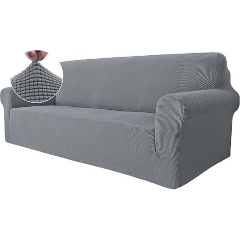 Copridivano a 3 posti con braccioli, copridivano elasticizzato universale, copridivano antiscivolo, grigio chiaro