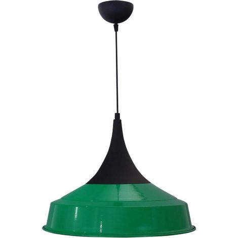 bamyum Tomsa Lampe Suspendue Industrielle en Métal Ø41 cm, Suspension E27 Vert, Vintage, Table à Manger et Salon (1/3)