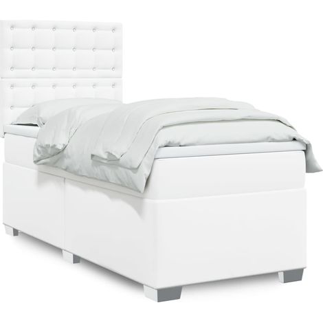 vidaXL Giroletto a Molle con Materasso Bianco 90x200 cm in Similpelle (1/5)