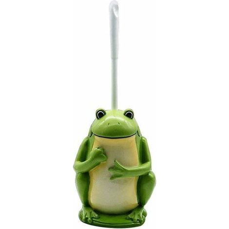 Kompakte WC-Bürste aus Kunstharz fürs Badezimmer, grünes Frosch-Design, Reinigungswerkzeug mit Sockel (1/4)