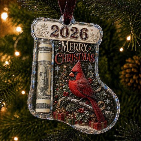 Décoration de Noël 2026 : pince à billets en forme de chaussette, porte-billets en acrylique transparent avec fente pour billets roulés, cadeau de Noël à suspendre pour offrir de l'argent pendant les (1/5)