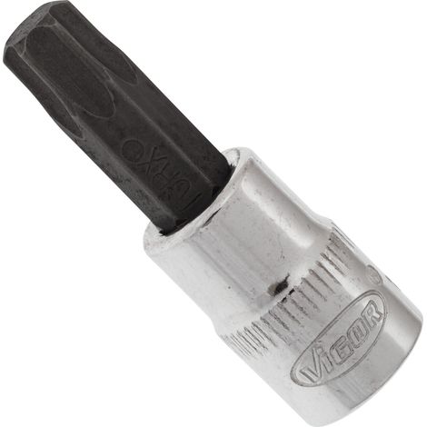 VIGOR Embout tournevis TX intérieur 6,3 mm (1/4") T40 V2447N, carré creux 6,3 mm, longueur totale 38 mm (1/2)