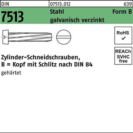 Vis autotaraudeuse DIN 7513 FormeB Cylindre Fente BM 3x16 Sta galv. 1000p.
