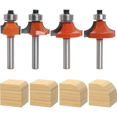 Jeu de 4 Fraises à Arrondir Quart-de-Rond pour Défonceuse – Queue 6 mm, Rayons 3 / 6,35 / 8 / 9,5 mm, Lames en Carbure de Tungstène, pour Travaux de Menuiserie sur Bois, MDF et Contreplaqué (1/5)