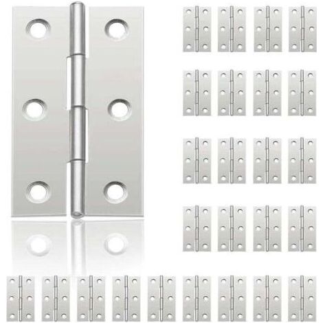 24Pcs Petit Charnières pour Portes, Charnière Inox, DIY Charnières de Portes pour Porte Placard Charnière Piano Boîtes à bijoux La Maison Meubles Matériel Armoire(44mm32mm) (1/5)