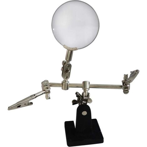 Troisième main avec pince et loupe - Aide à la soudure - Avec loupe grossissante 5x (1/5)