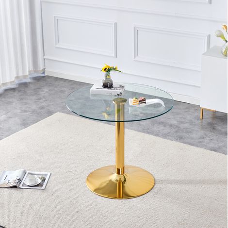 Runder Bartisch MEUBLIV 85 cm, transparent – Tischplatte aus gehärtetem Glas, modernes Design (1/5)